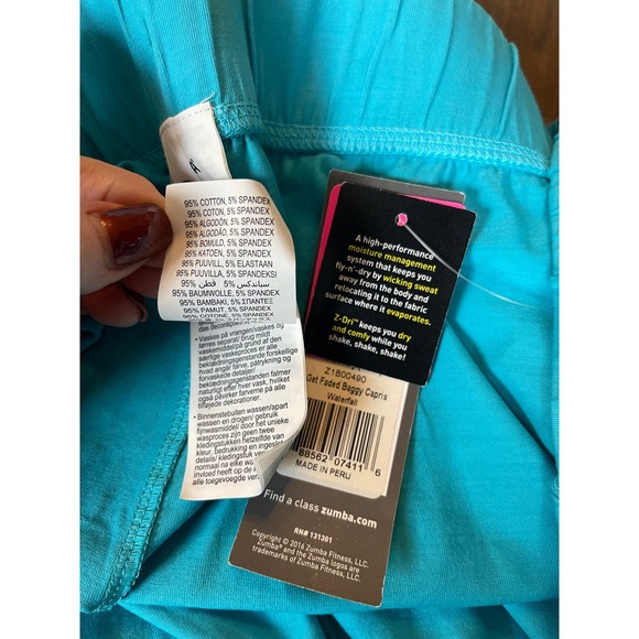 NWT Zumba Get Faded Baggy Capri Pants Waterfall Teal Blue Dance Activewear XXL - Picture 4 of 4